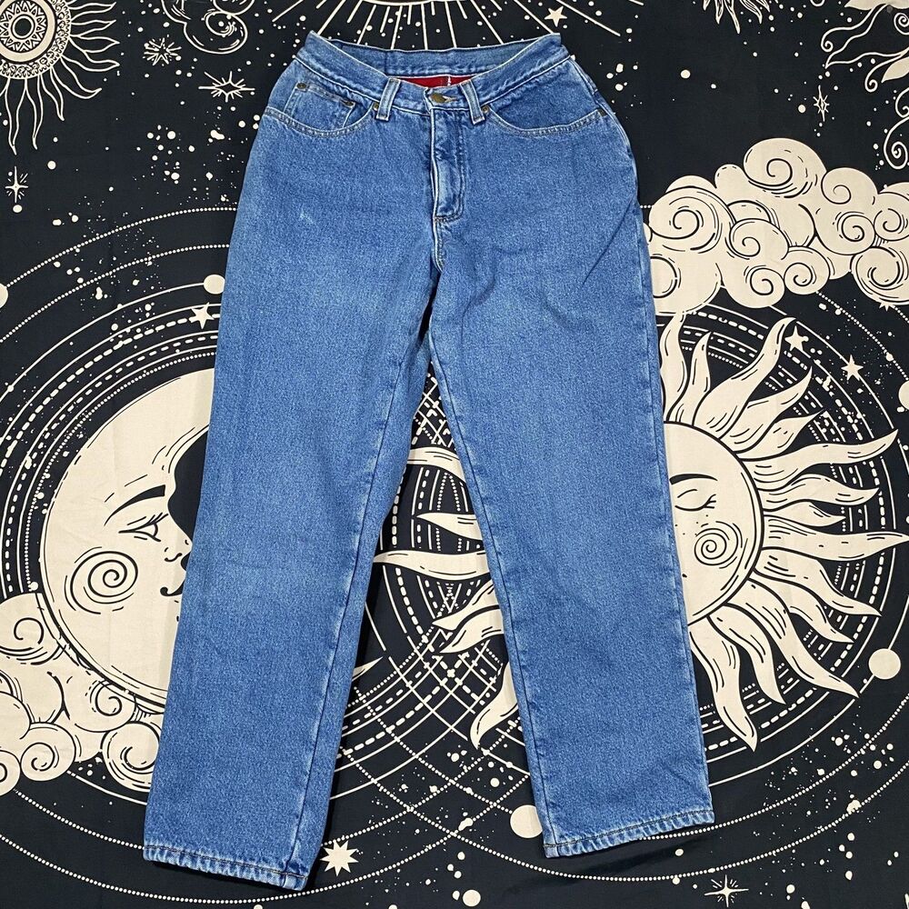 LL Bean Double Relaxed Fit Denim Jeans Womens 4P Utility Casual Outdoor